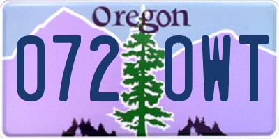 OR license plate 072OWT