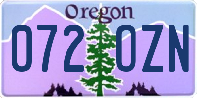 OR license plate 072OZN