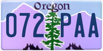 OR license plate 072PAA