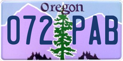 OR license plate 072PAB