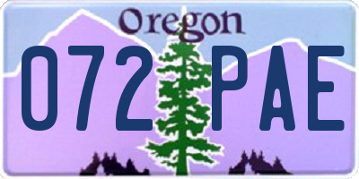 OR license plate 072PAE