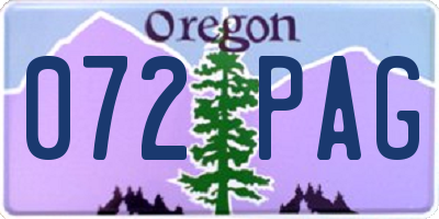OR license plate 072PAG