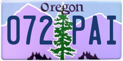 OR license plate 072PAI