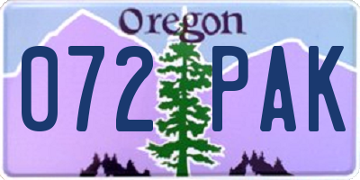 OR license plate 072PAK
