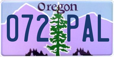 OR license plate 072PAL