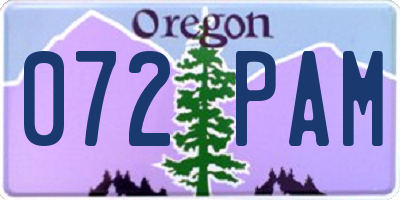 OR license plate 072PAM
