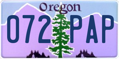 OR license plate 072PAP