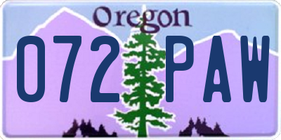 OR license plate 072PAW