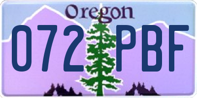 OR license plate 072PBF