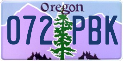 OR license plate 072PBK