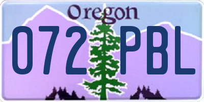OR license plate 072PBL