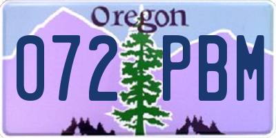 OR license plate 072PBM