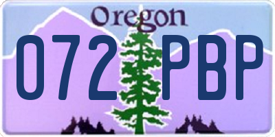 OR license plate 072PBP