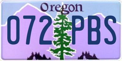 OR license plate 072PBS