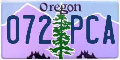 OR license plate 072PCA