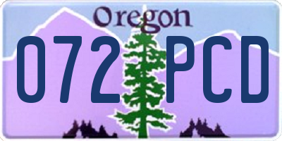 OR license plate 072PCD