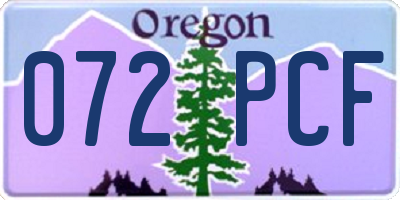 OR license plate 072PCF
