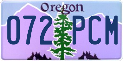 OR license plate 072PCM