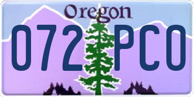 OR license plate 072PCO