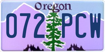 OR license plate 072PCW