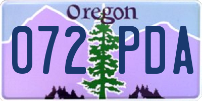 OR license plate 072PDA