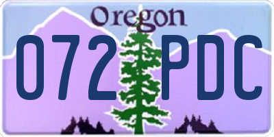 OR license plate 072PDC