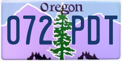 OR license plate 072PDT