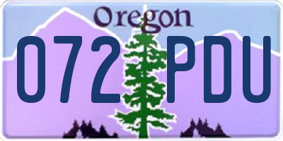 OR license plate 072PDU