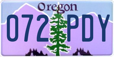 OR license plate 072PDY