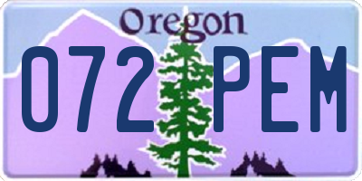 OR license plate 072PEM