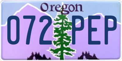 OR license plate 072PEP