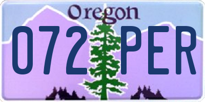 OR license plate 072PER