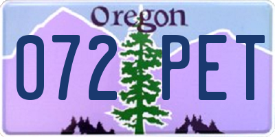 OR license plate 072PET