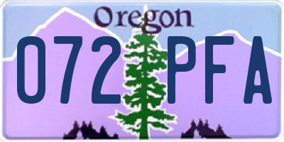 OR license plate 072PFA