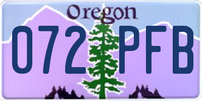 OR license plate 072PFB