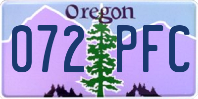 OR license plate 072PFC