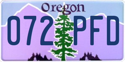 OR license plate 072PFD