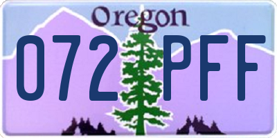 OR license plate 072PFF