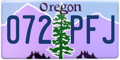 OR license plate 072PFJ