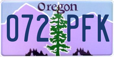 OR license plate 072PFK
