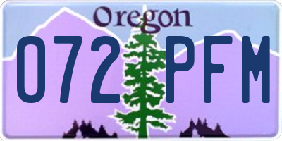 OR license plate 072PFM