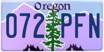 OR license plate 072PFN