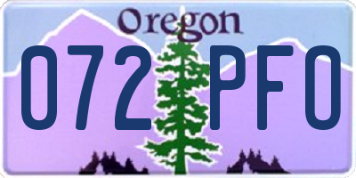 OR license plate 072PFO