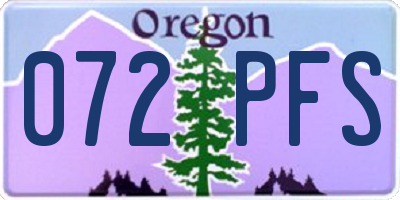 OR license plate 072PFS