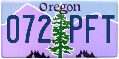 OR license plate 072PFT
