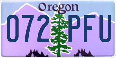 OR license plate 072PFU