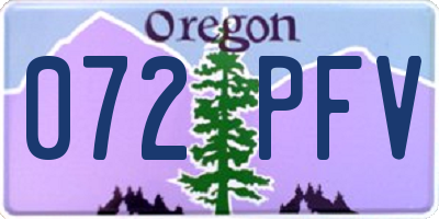 OR license plate 072PFV