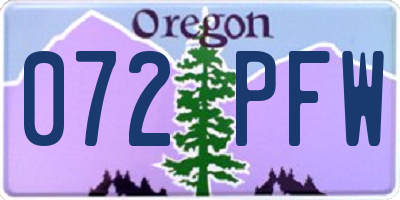 OR license plate 072PFW