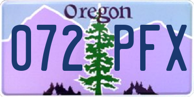 OR license plate 072PFX