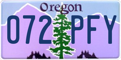 OR license plate 072PFY